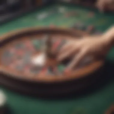 A close-up of a player's hand placing a bet on an Android roulette app.