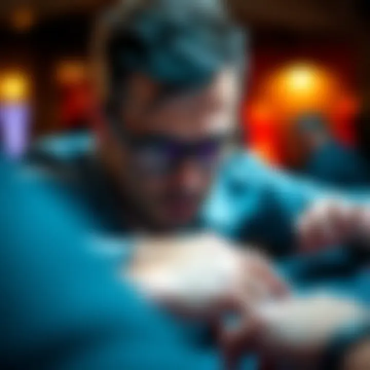 A close-up of intense poker game focus
