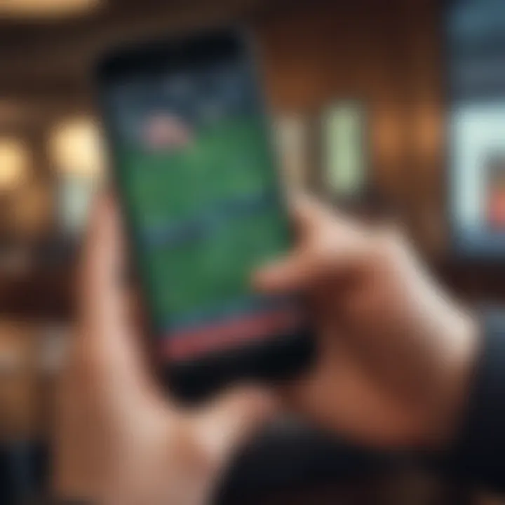 User engaging with a betting app on a smartphone