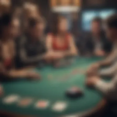 An engaging poker table with players engrossed in the game