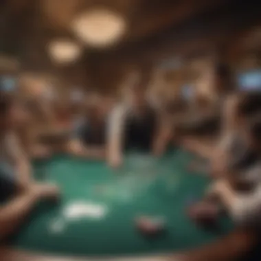 A stylish poker room filled with tension and excitement