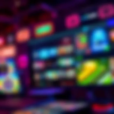 A digital interface displaying various online gaming options and platforms.