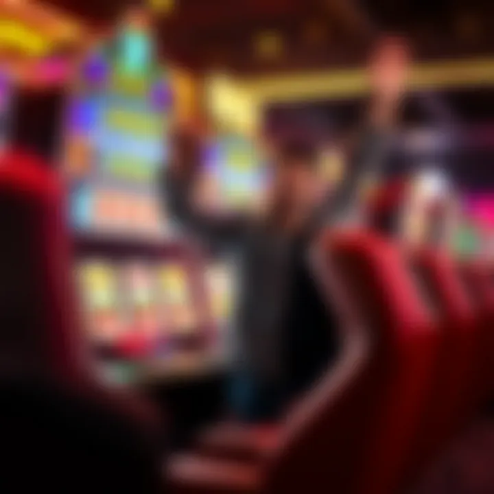 A winner celebrating a jackpot on a slot machine