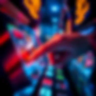 Close-up of a hand pressing the spin button on a slot machine