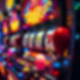 A close-up view of a classic slot machine with vibrant symbols and lights.