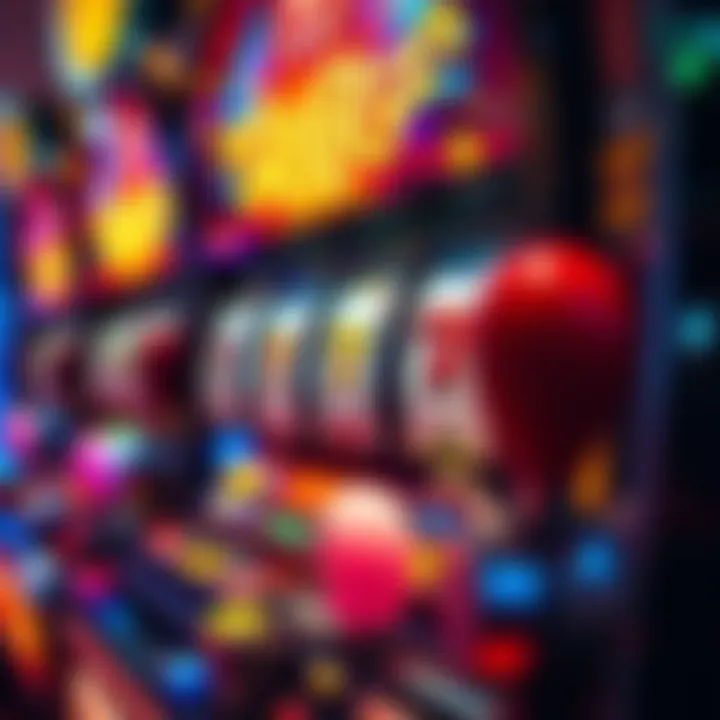 A close-up view of a classic slot machine with vibrant symbols and lights.