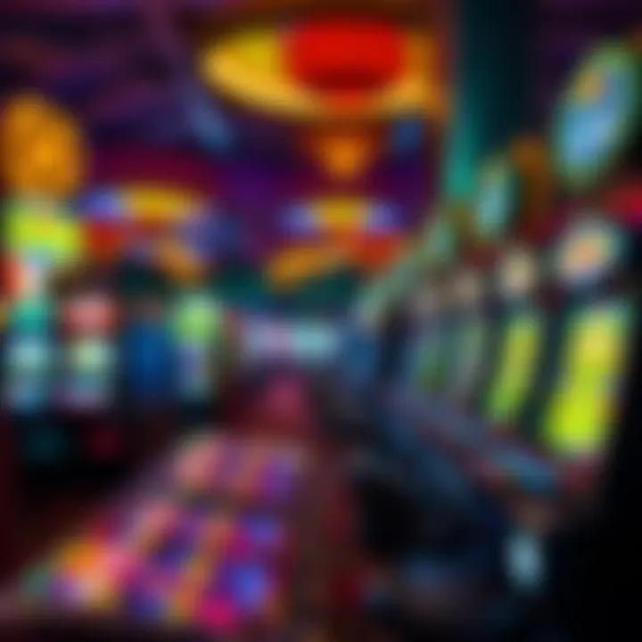Interior view of a bustling gaming floor filled with vibrant slot machines.