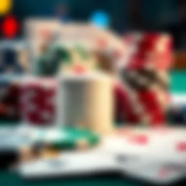 A close-up of poker chips and cards showcasing a thrilling game atmosphere