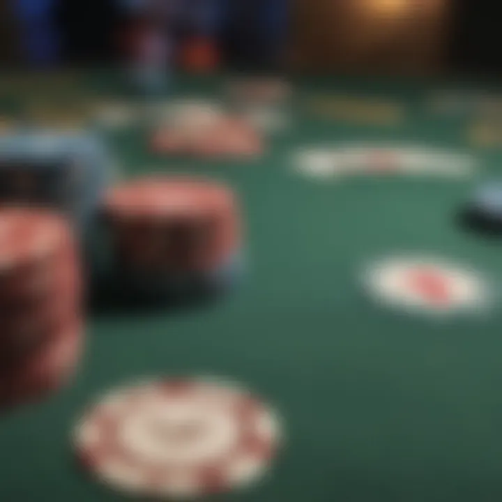 An array of poker chips representing the stakes involved