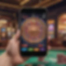 A stylish smartphone displaying a vibrant casino app interface with free spins offers