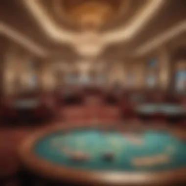 Luxurious Casino Interior with Gaming Tables Interior of a luxurious casino showcasing gaming tables