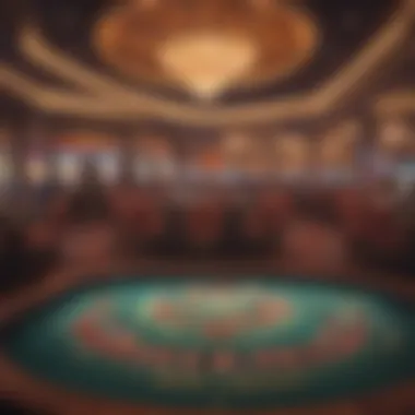 Interior of a luxurious casino with vibrant gaming tables