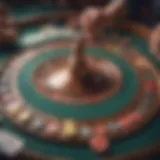 A vibrant scene of a penny poker table with colorful chips and cards