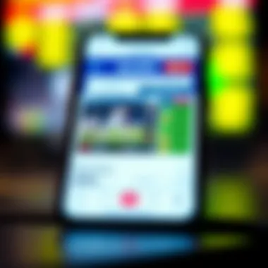 Smartphone Sports Betting Application Close up of a smartphone displaying a sports betting app