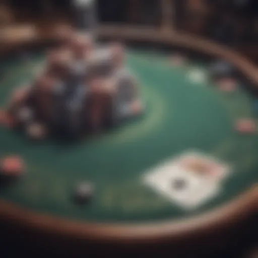 A captivating view of a poker table with cards and chips