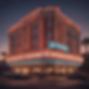 Exterior view of the Fremont Hotel & Casino showcasing its neon lights