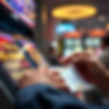 Close-up of a player scratching a ticket