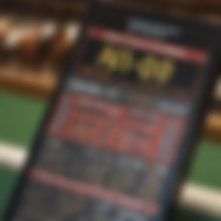 Close-up of a betting slip and odds display during the Derby event