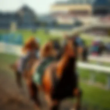 Thoroughbred horses racing at Keeneland