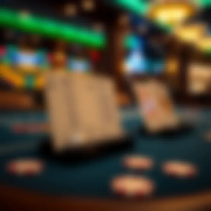 Betting options displayed on a Three Card Poker table