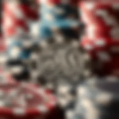 Close-up of high-quality metal poker chips showcasing intricate designs