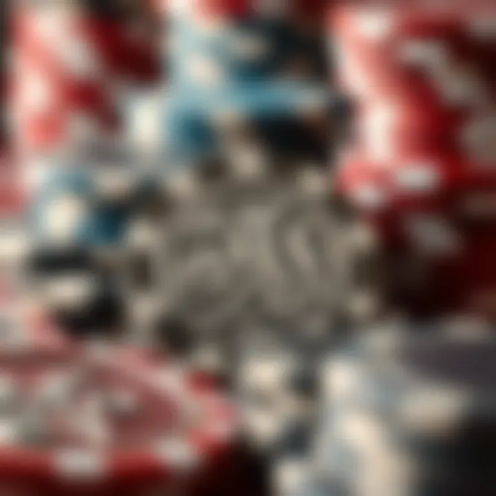 Close-up of high-quality metal poker chips showcasing intricate designs