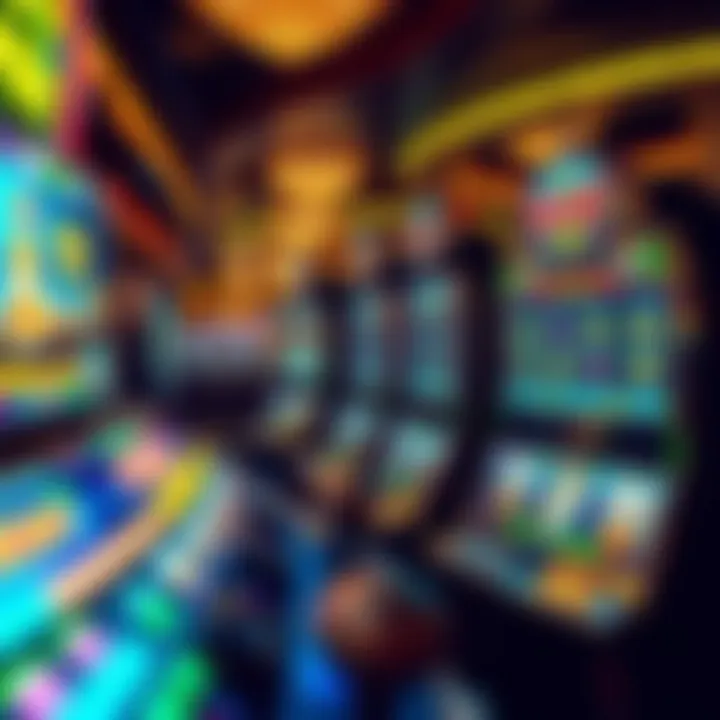 Modern pot of gold gaming machines in a bustling gaming establishment