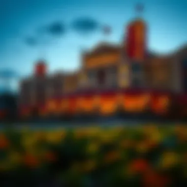 Exterior view of Monticello NY Casino Hotel at dusk