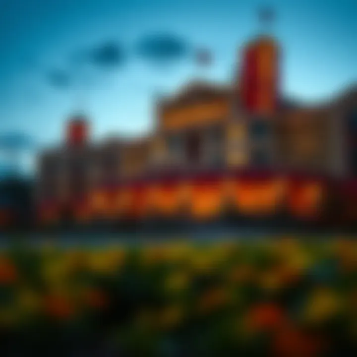 Exterior view of Monticello NY Casino Hotel at dusk