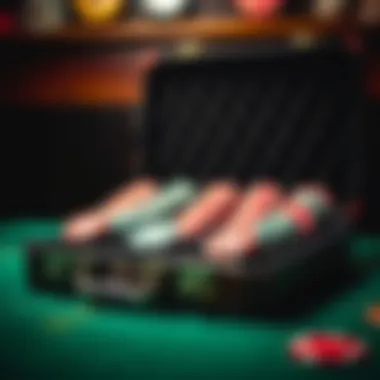 A well-maintained metal poker chip set organized in a stylish case