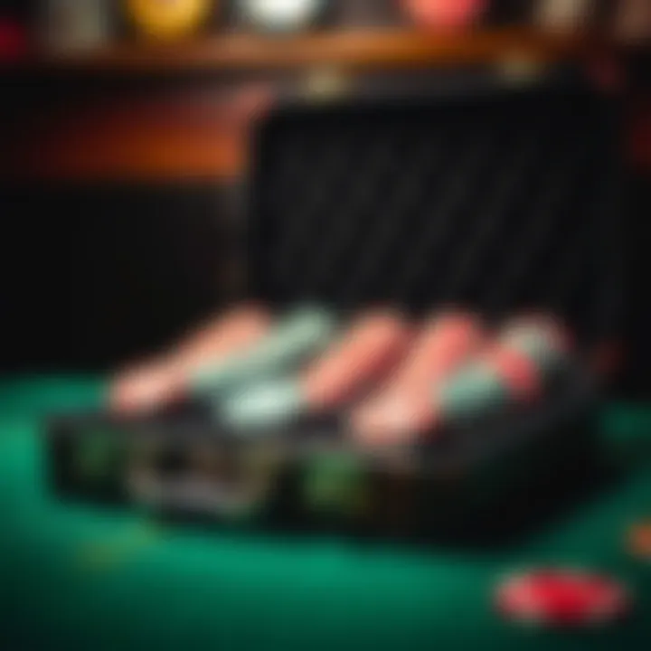 A well-maintained metal poker chip set organized in a stylish case