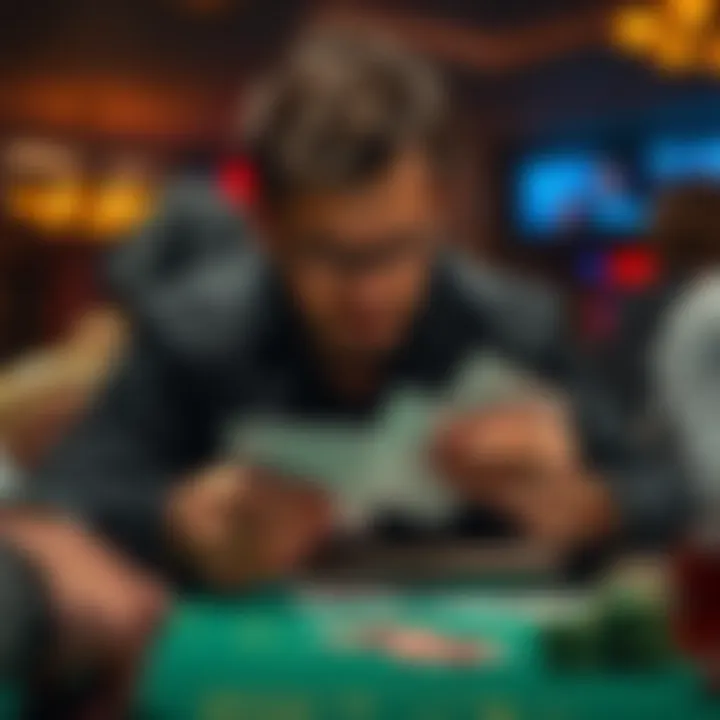 A focused player analyzing their cards