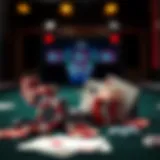 Illustration of poker chips and cards on a table