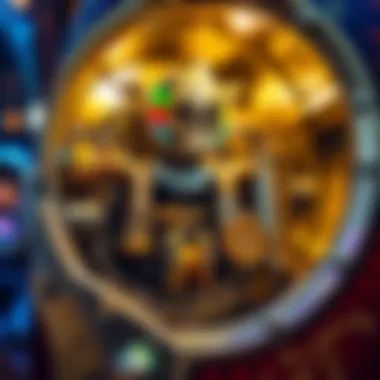 Mechanics of a pot of gold gaming machine highlighted with detailed components