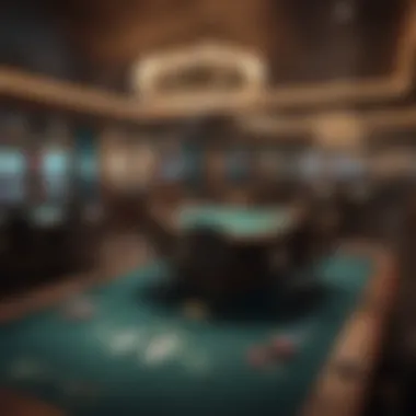 Overview of poker room with active games