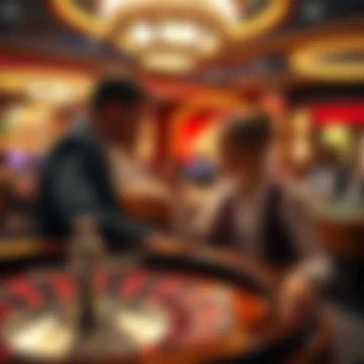 Casino layout with players engaged in roulette