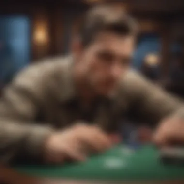 Close-up of a player contemplating a move in a poker game