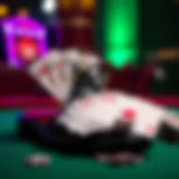 Visual representation of a blackjack shoe with cards