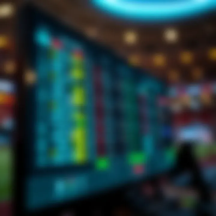 A digital screen showing live betting odds