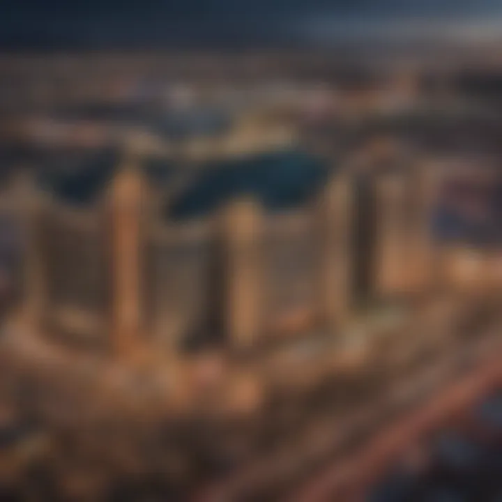 A panoramic view of the Las Vegas Strip highlighting MGM Grand's location