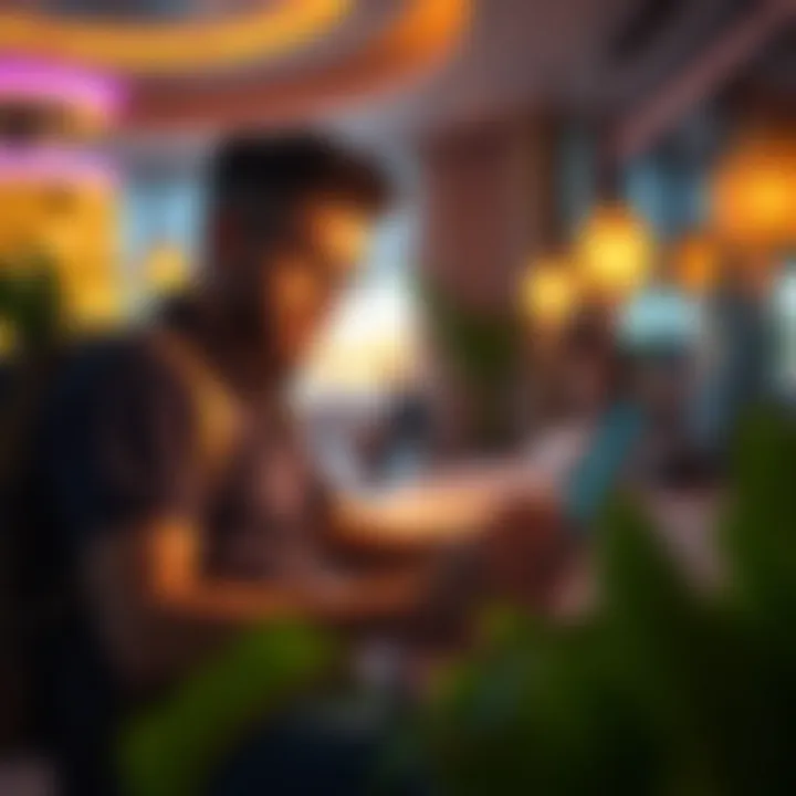 A traveler examining hotel deals online